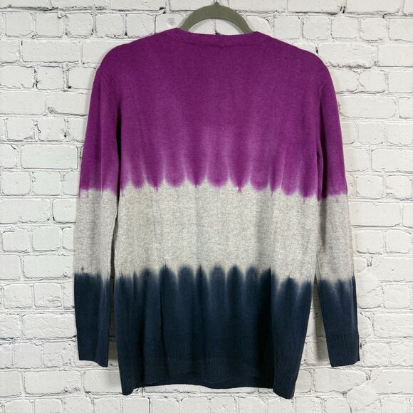 Autumn Cashmere V-Neck Pullover 100% Cashmere Sweater Tie Dye Multi Womens XS - Picture 3 of 6